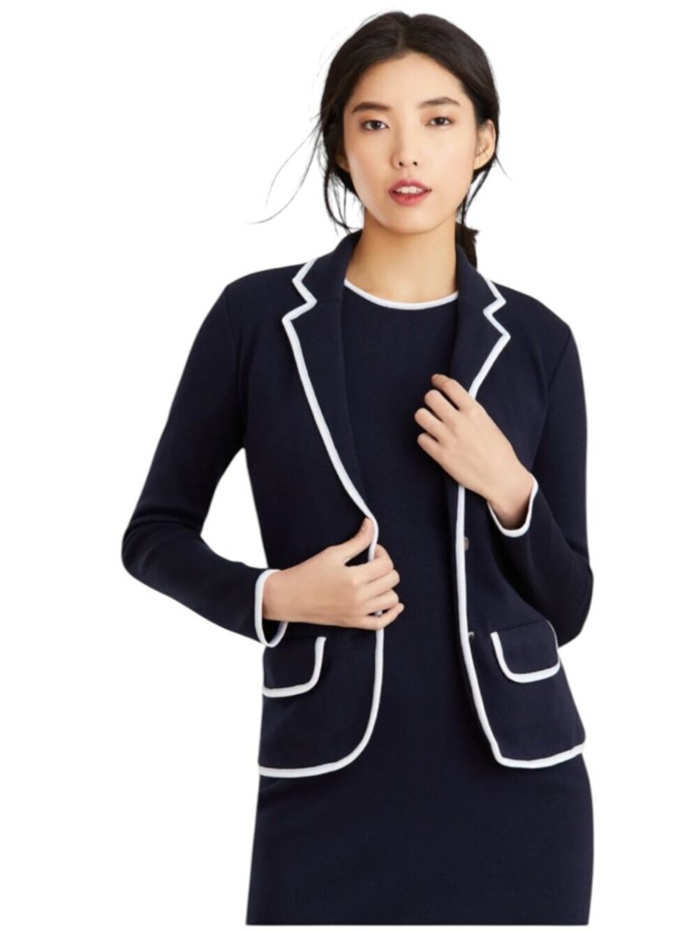 Brooks Brothers Milano Knit Rowing Blazer Navy Contrast Trim Size Medium